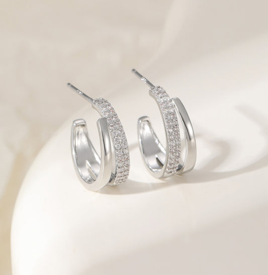 Crystal Embellished Hoop Earrings