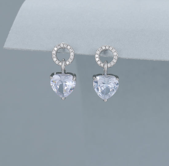 Crystal Heart Shaped Drop Earrings