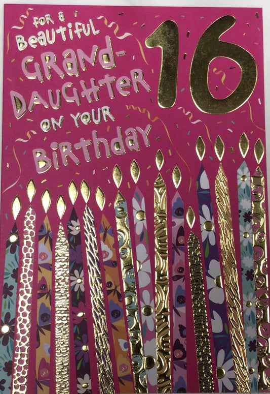 Granddaughter 16th Birthday Card - Words 'n' Wishes