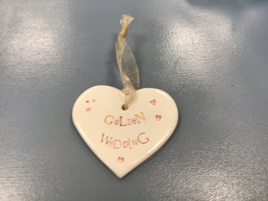 Ceramic Heart - Golden Wedding