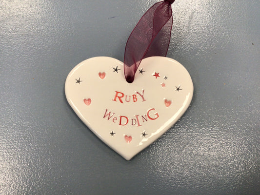 Ceramic Heart - Ruby Wedding