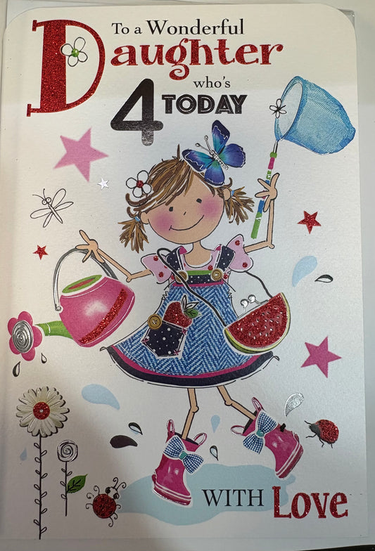 Daughter Birthday Card Age 4 - Jonny Javelin