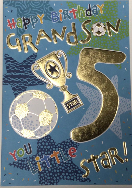 Grandson 5th Birthday Card - Words 'n' Wishes