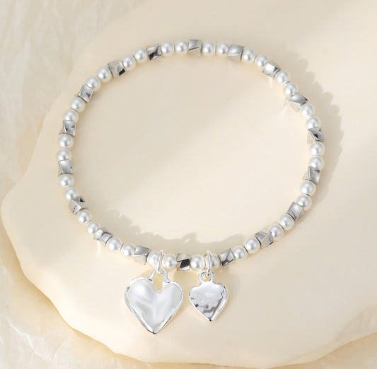 Double Heart Stretch Bracelet