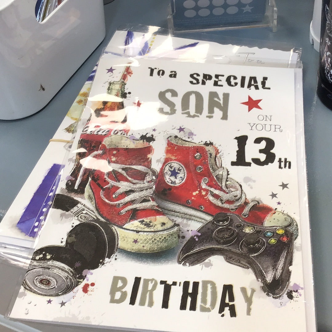 13th birthday son card - Jonny Javelin