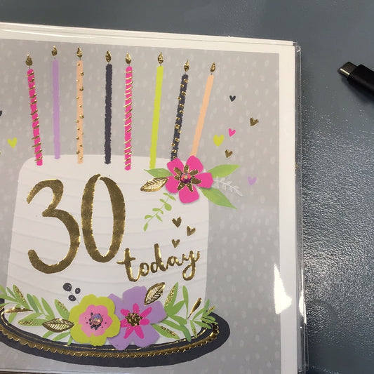 30th Birthday Card - Peony