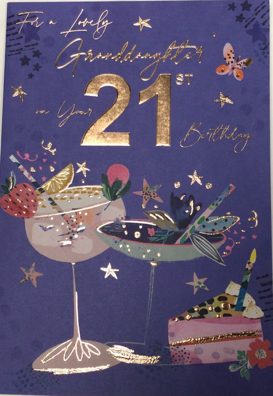 Granddaughter 21st Birthday Card - Words 'n' Wishes