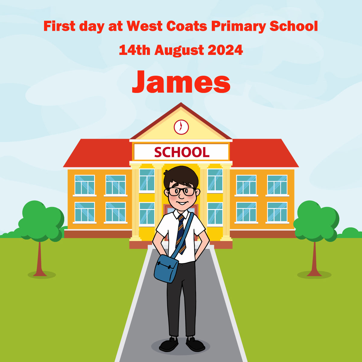 Personalised First Day at School Card