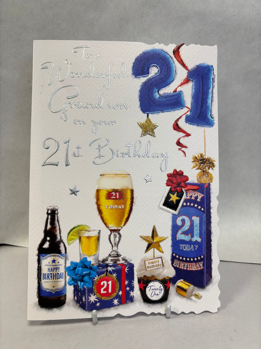 21st Grandson Birthday Card - JJ