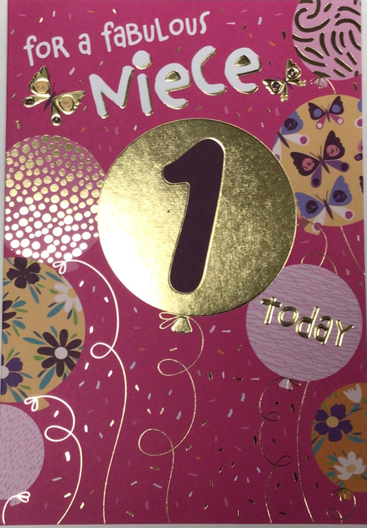 Niece 1st Birthday Card - Words 'n' Wishes