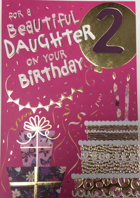 Daughter 2nd Birthday Card - Words 'n' Wishes