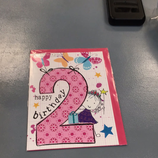 2nd Birthday Girl Card - H&G