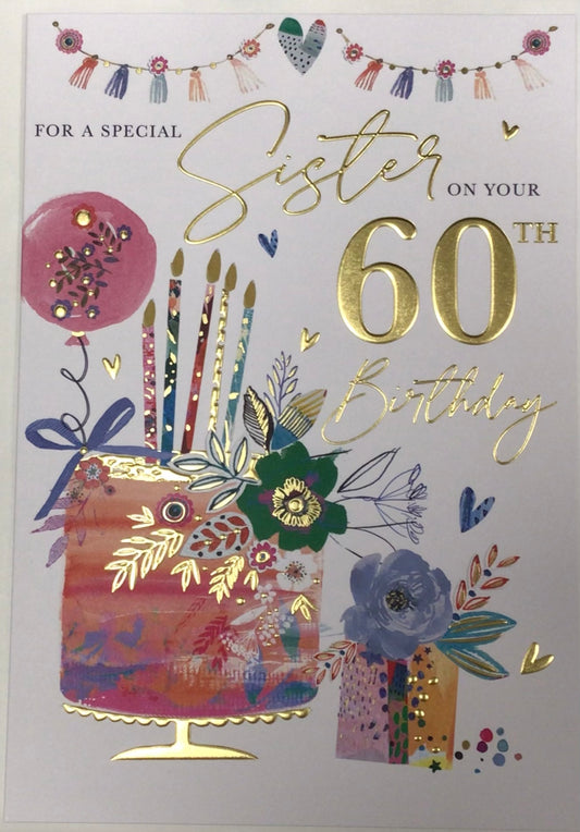 Sister 60th Birthday Card - Words 'n' Wishes