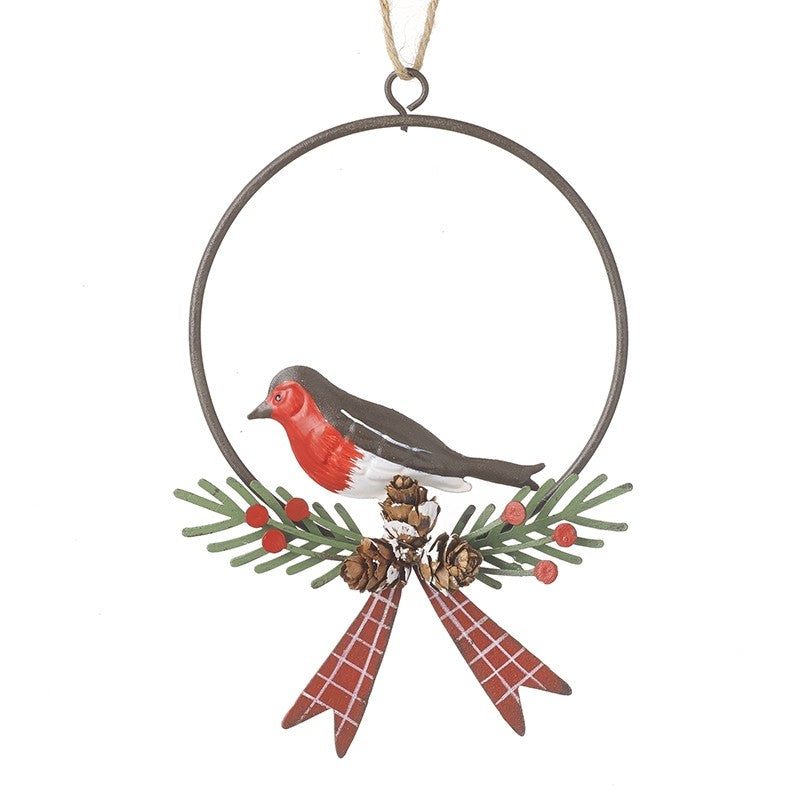 Round Metal Cut Out Red Robin Hanger