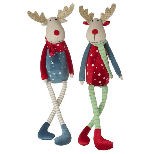 Fabric Sitting Reindeer With Long Legs Decoration