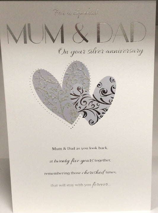 25th Silver Wedding Anniversary Mum and Dad Card - pure class