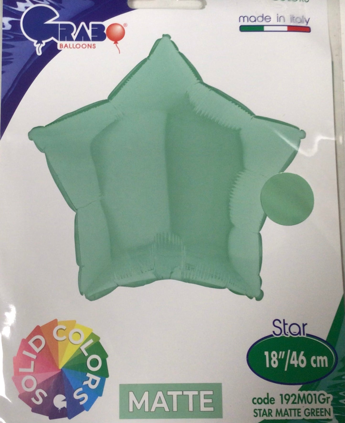 18” mint green coloured foil star shaped balloon