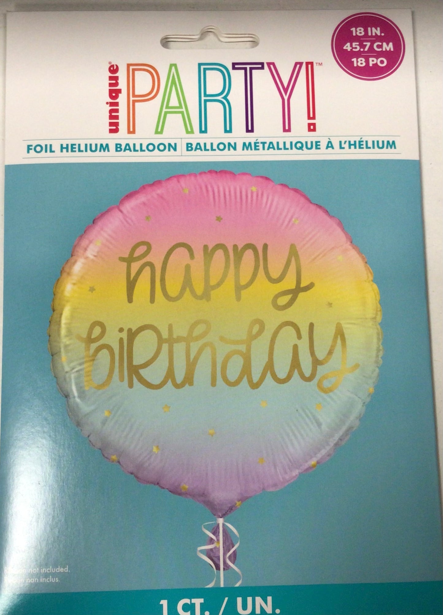18” pink tone “happy birthday” foil round shaped balloon