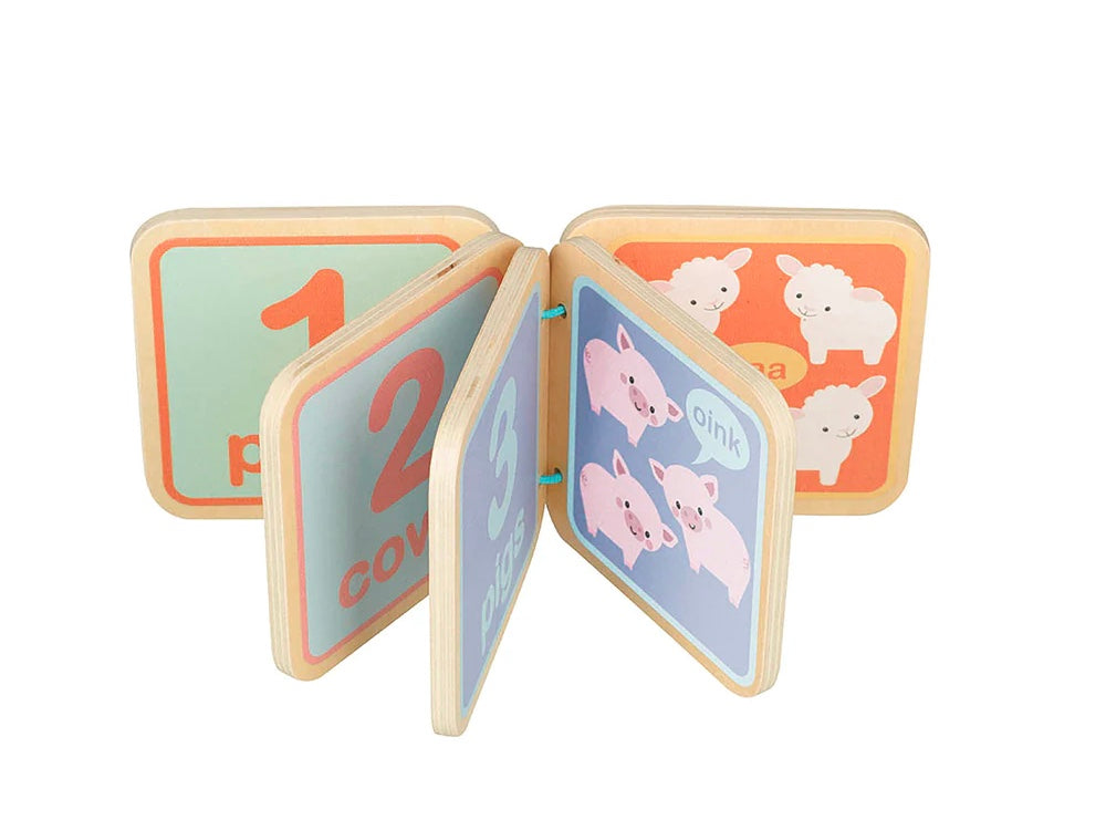 Orange Tree Toys Farmyard Animal Counting Book: Eco-Friendly Wooden Learning Toy. Available at Sweet P, Burnside, Glasgow