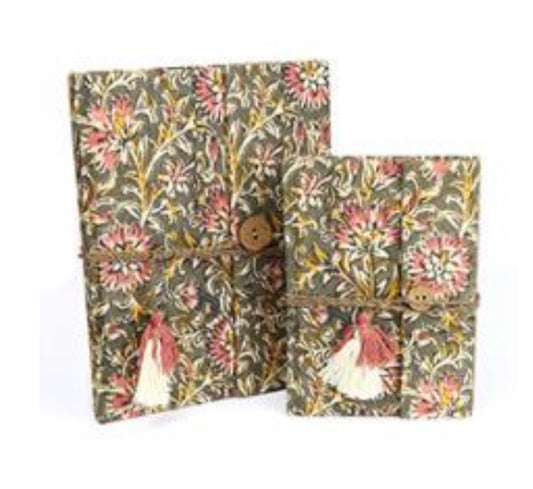 Olive Green Floral Notebook – Available in A5 and A6 Sizes