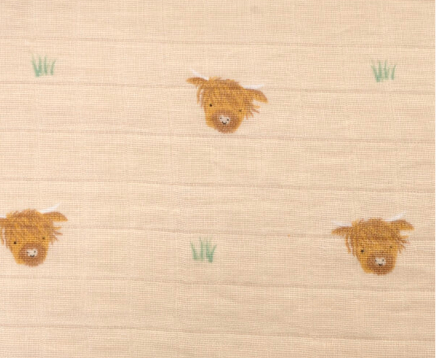 Ziggle Highland Cow Luxe Baby Muslin – Soft 100% Cotton Swaddle and Comfort Blanket