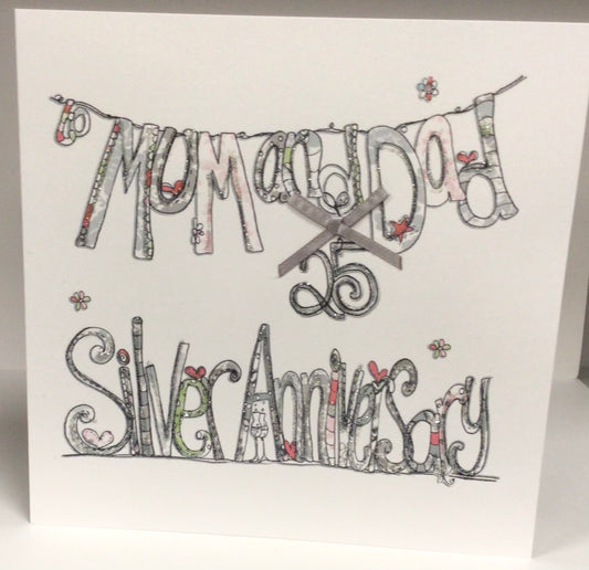25th Silver Wedding Anniversary Mum and Dad Card - Tracey Russell