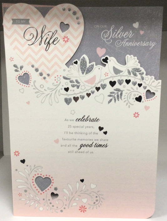 25th Silver Wedding Anniversary Wife Card - Hallmark