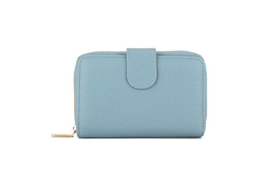 Small Purse with Card Slots, Coin Compartment, and Notes Space - Light Blue