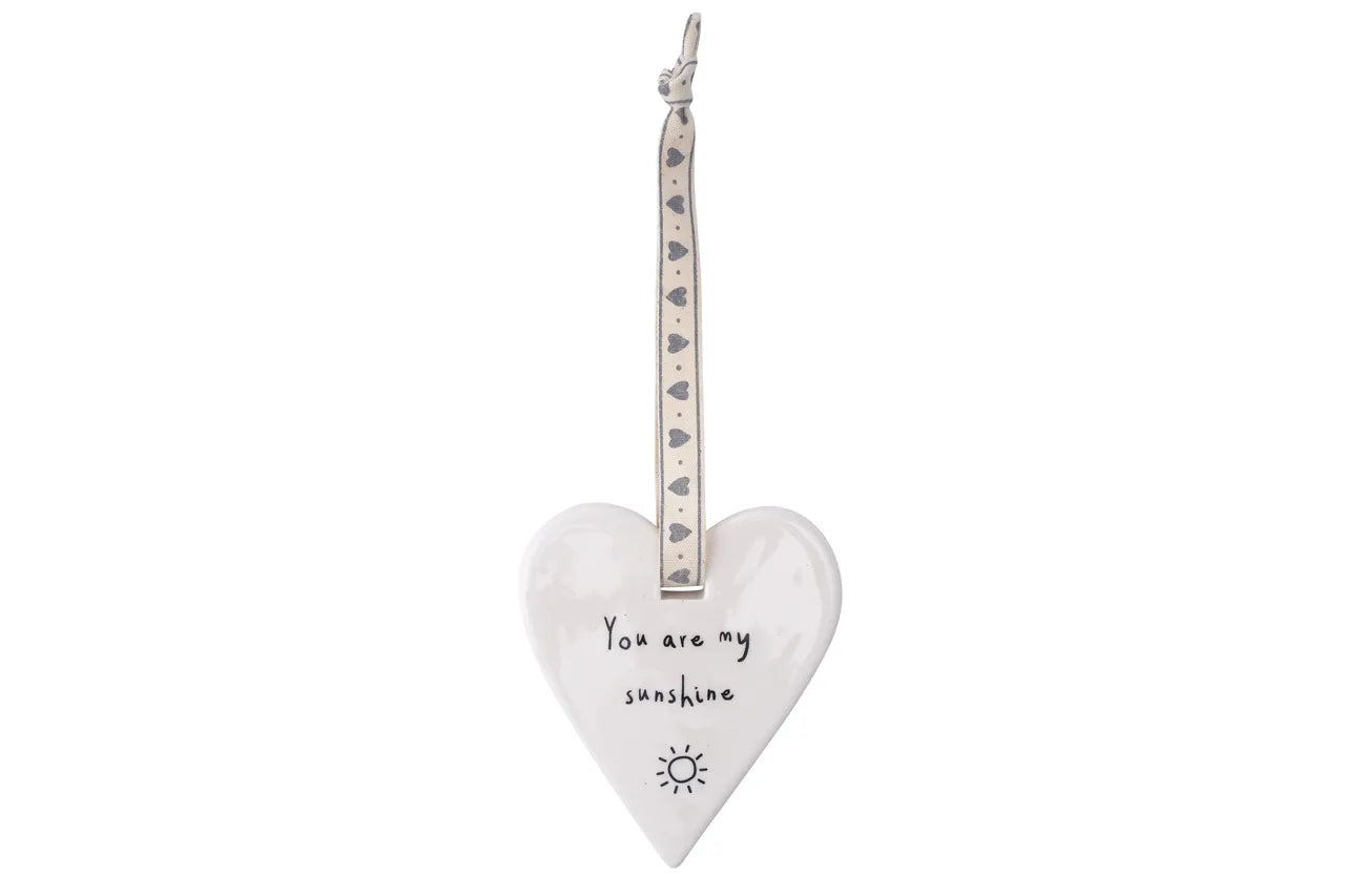 Sentimental Ceramic Heart: 'You are my sunshine' Hanging Décor by Send With Love. Available at Sweet P, Burnside, Glasgow