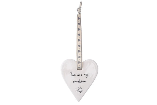 Sentimental Ceramic Heart: 'You are my sunshine' Hanging Décor by Send With Love. Available at Sweet P, Burnside, Glasgow