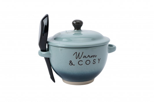 Warm & Cosy Stoneware Soup Bowl with Spoon