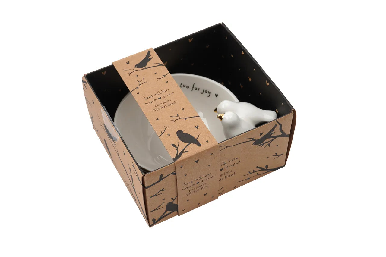 Lovebirds Trinket Bowl - Two for Joy | Wedding & Engagement Keepsake. Available at Sweet P, Burnside, Glasgow