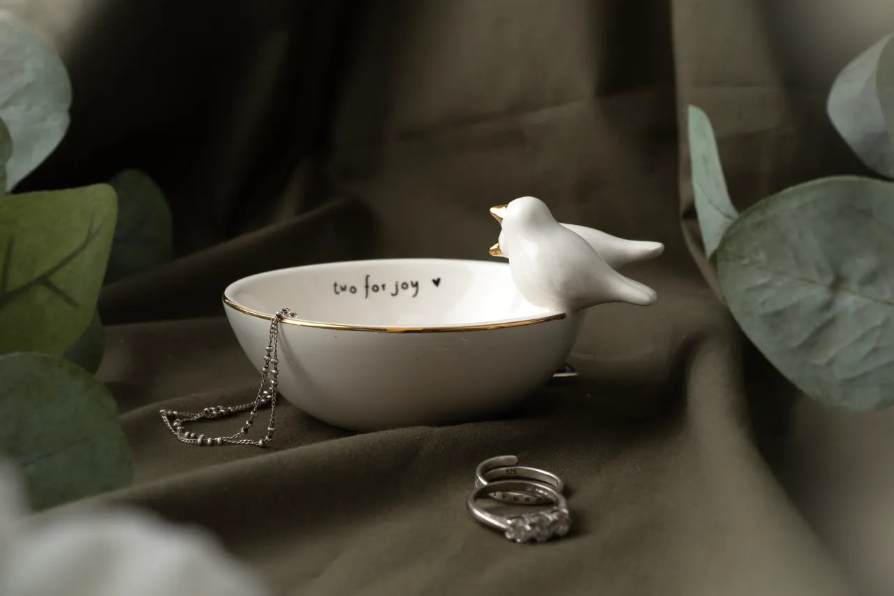 Lovebirds Trinket Bowl - Two for Joy | Wedding & Engagement Keepsake. Available at Sweet P, Burnside, Glasgow