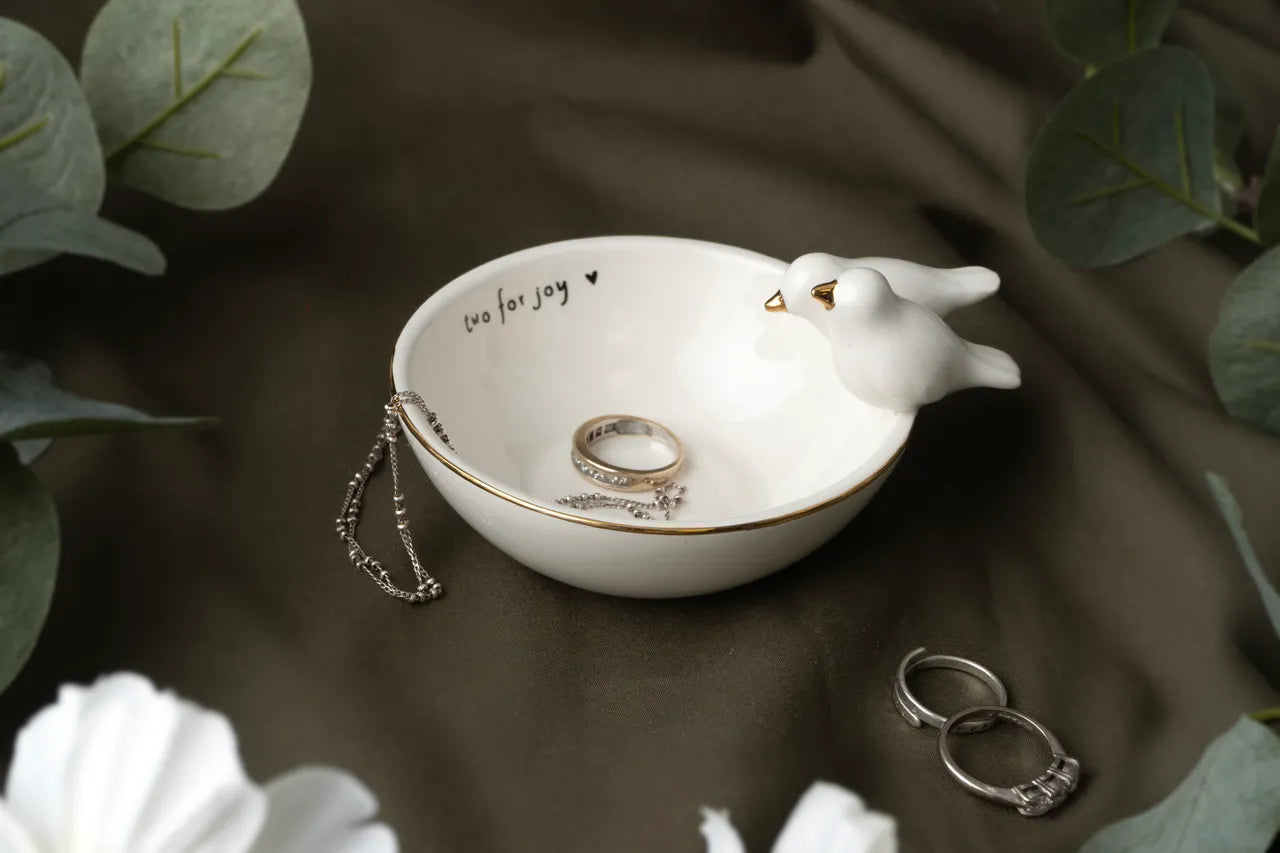 Lovebirds Trinket Bowl - Two for Joy | Wedding & Engagement Keepsake. Available at Sweet P, Burnside, Glasgow