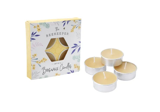 Beeswax Tealight Candles Set of 4. Available at Sweet P, Burnside, Glasgow