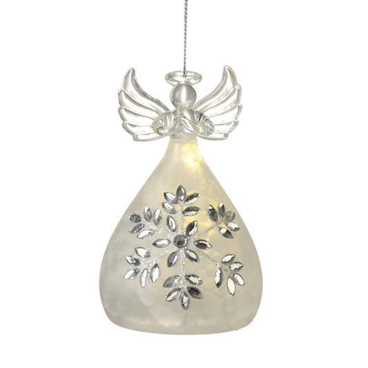 Glass Angel Decoration with Snowflake