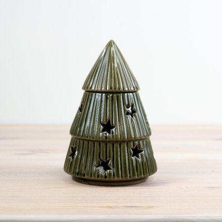 Green Christmas Tree Wax Melt / Oil Burner 17cm