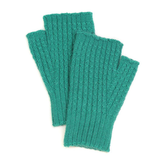 Green Fingerless Gloves – Rib Knitted Eco-Friendly Wrist Warmers