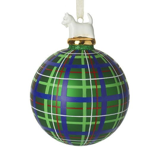 Green Tartan Bauble Christmas Decoration