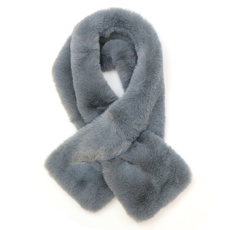 Grey Faux Fur Pull Through Scarf