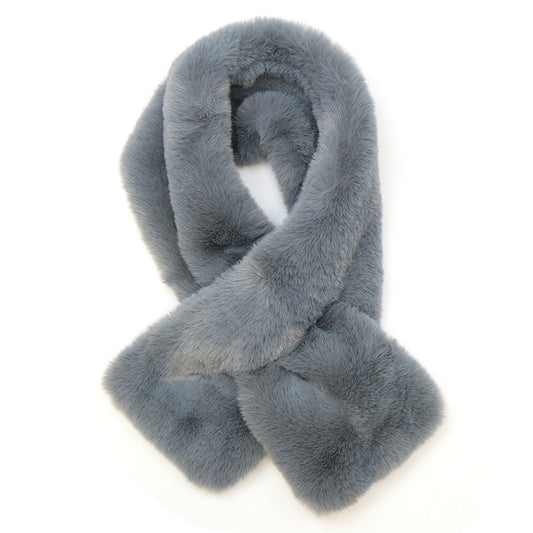 Grey Faux Fur Pull Through Scarf