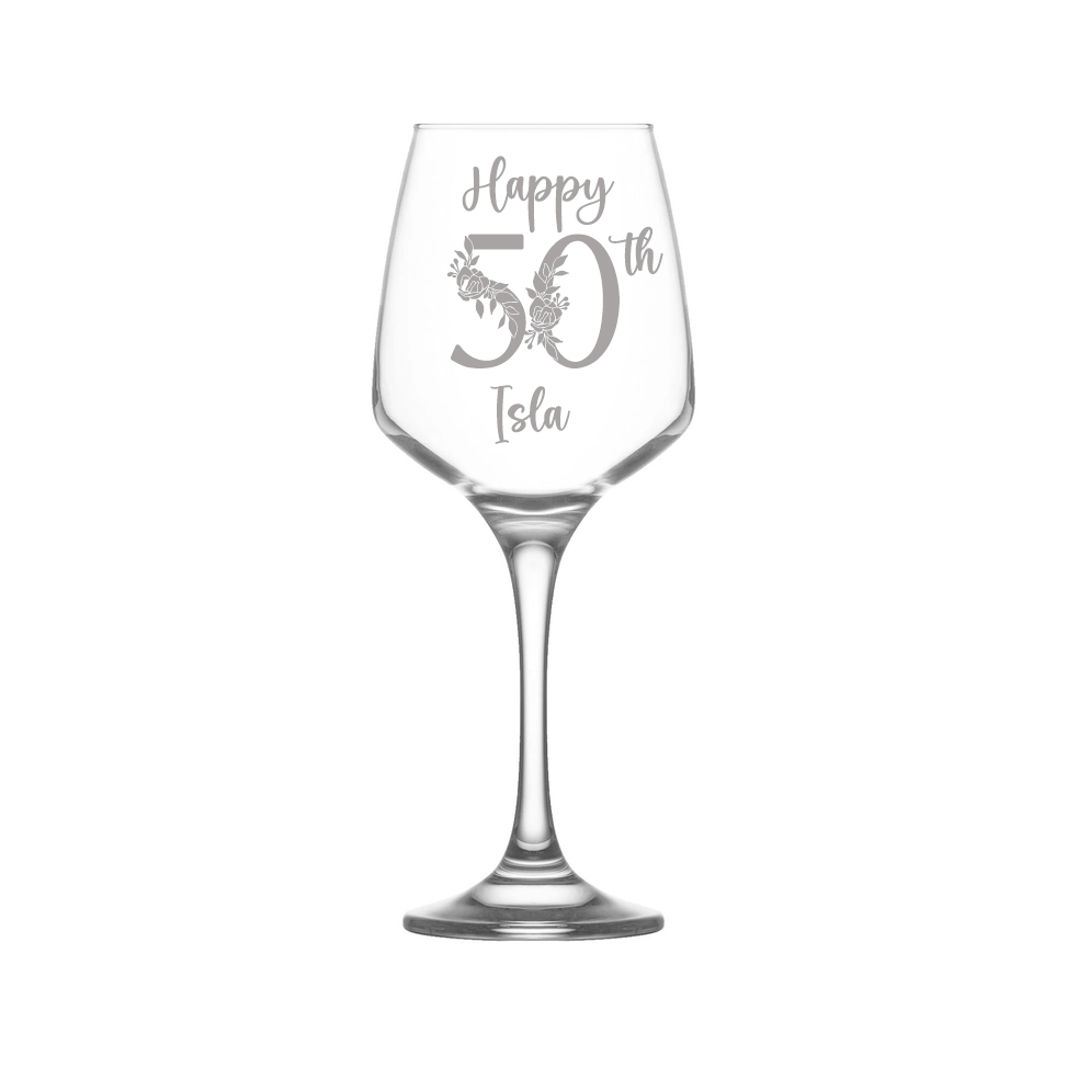 Personalised Engraved Birthday Wine Glass | Custom Name & Age