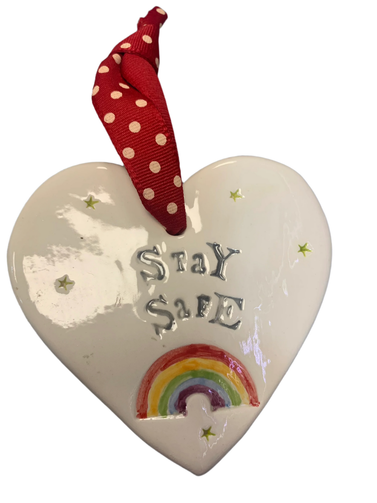 Hanging Ceramic Heart - Stay Safe