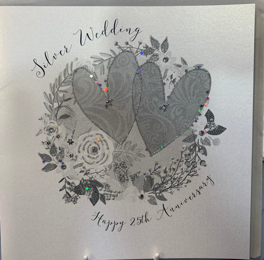 25th Silver Wedding Anniversary Card - WJB