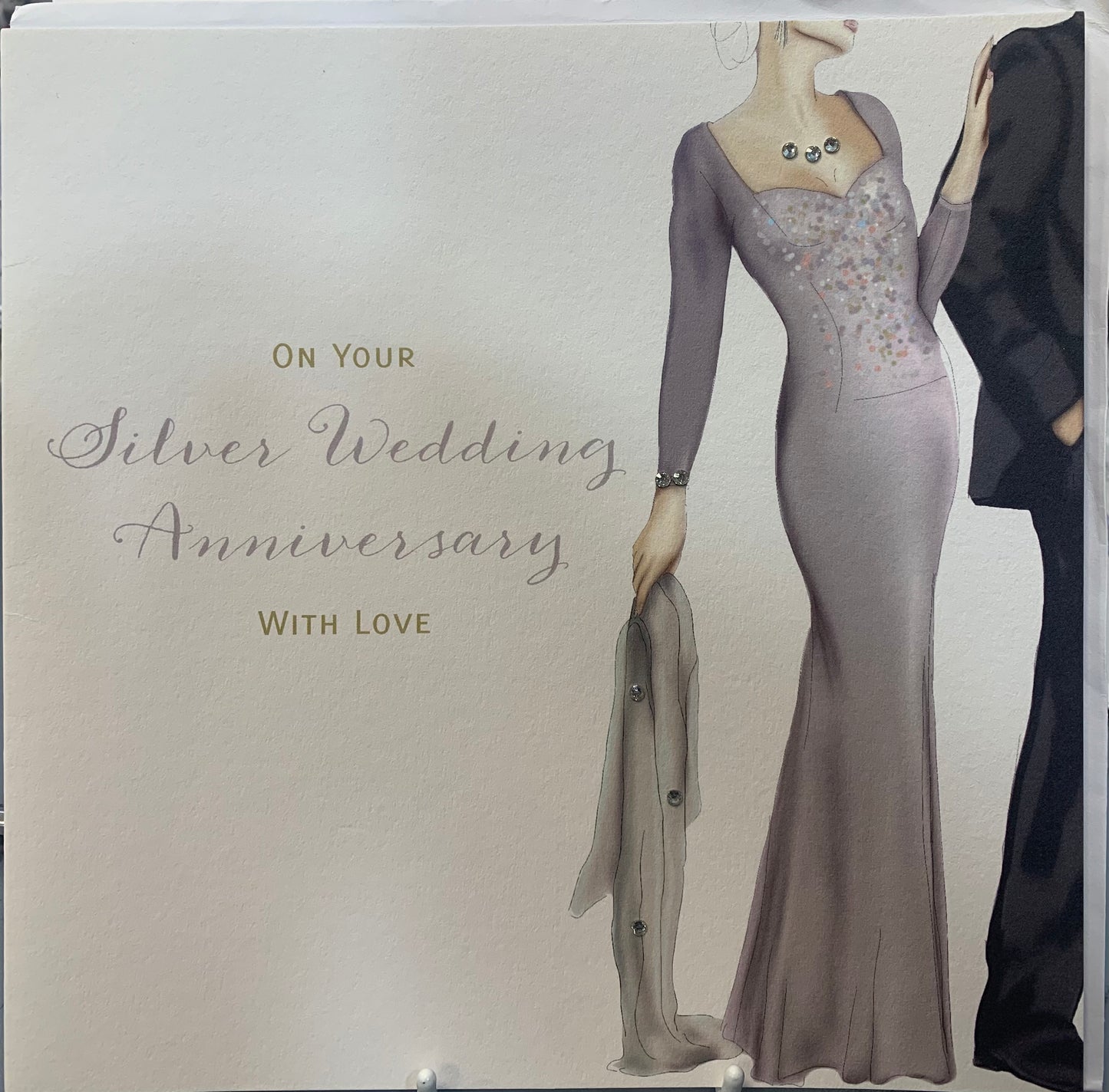 25th Silver Wedding Anniversary Card - A made hand