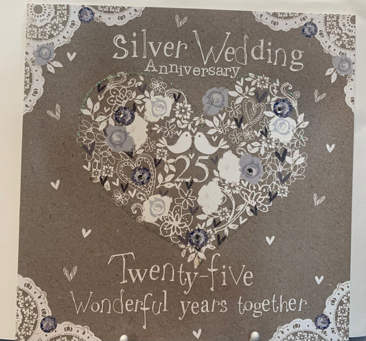 25th Silver Wedding Anniversary Card - HG