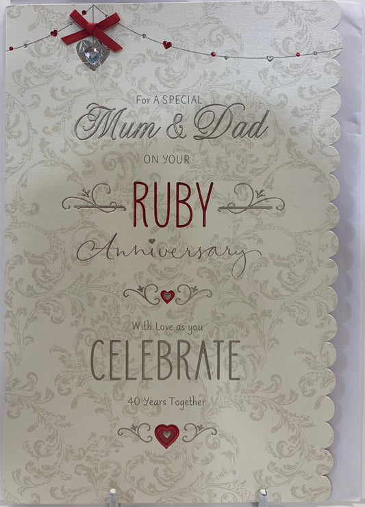 Mum and Dad Ruby Anniversary Card - Hallmark