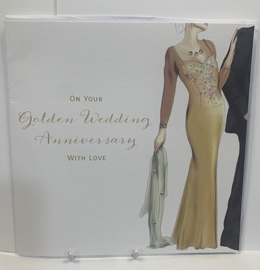 Golden 50th Anniversary Card - A Made Hand