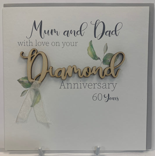 Mum and Dad Diamond 60th Anniversary Card - Tracey Russell