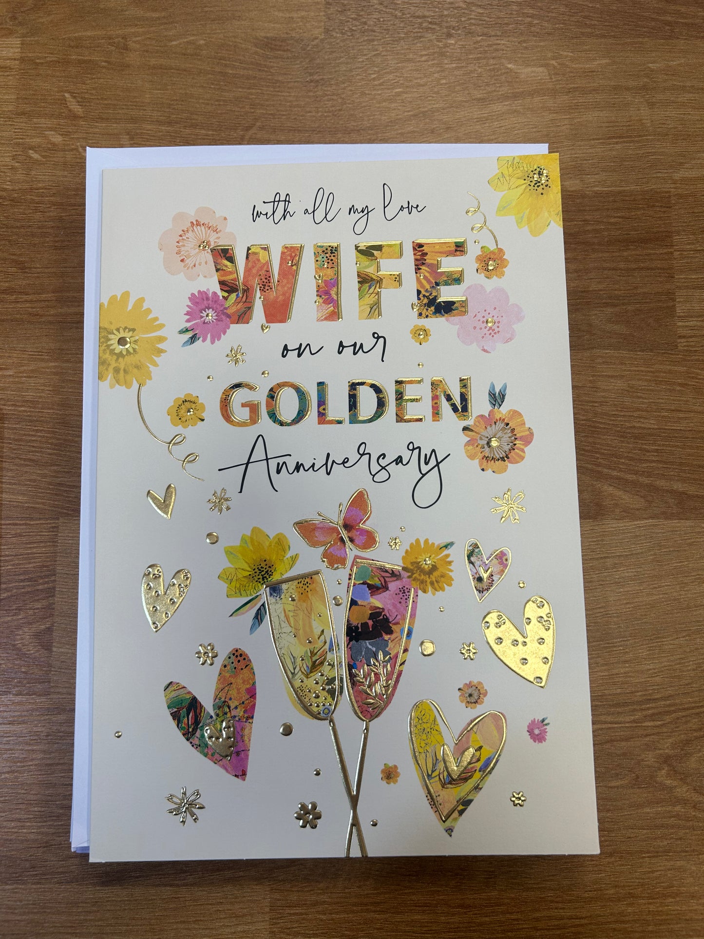Wife Golden 50th Anniversary Card - Words N' Wishes